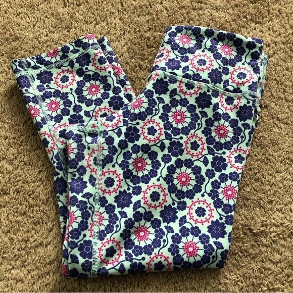 Lululemon Wunder Under Crop Size 4 Twiggy Printed Power Purple Aquamarine - Picture 4 of 10